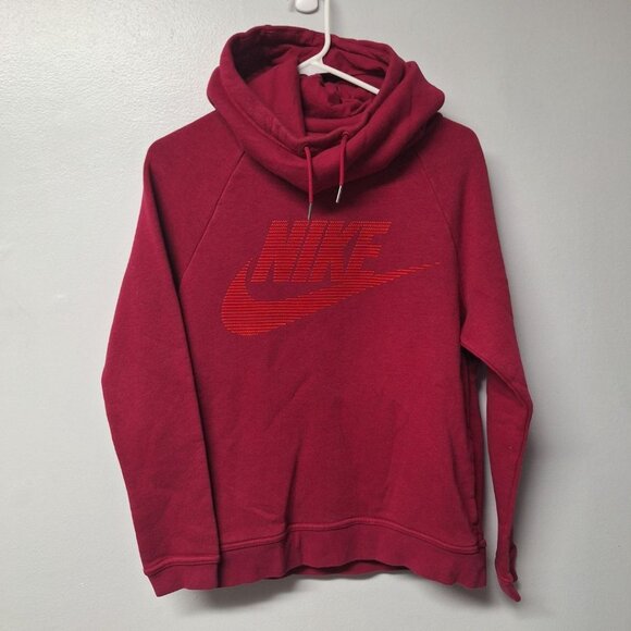 Nike Cowl Neck Hoodie‎ Womens Small Pink Side Pockets Sweatshirt - Picture 10 of 10